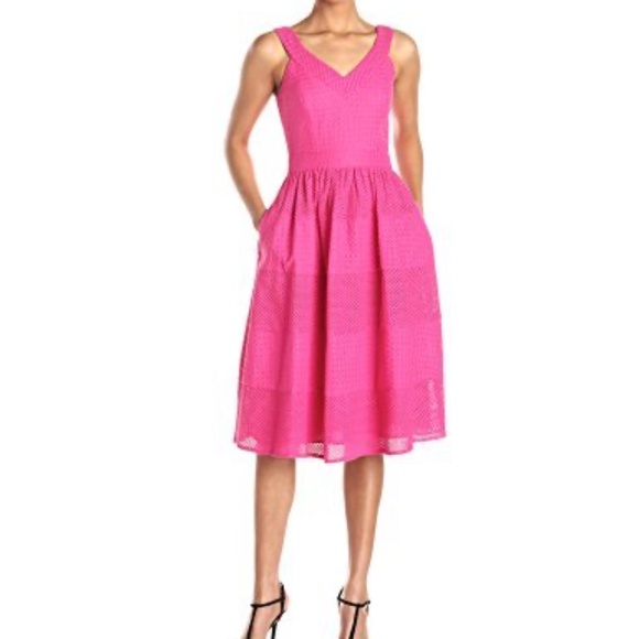 Donna Morgan Dresses & Skirts - Donna Morgan Bright Pink Eyelet Dress NWOT